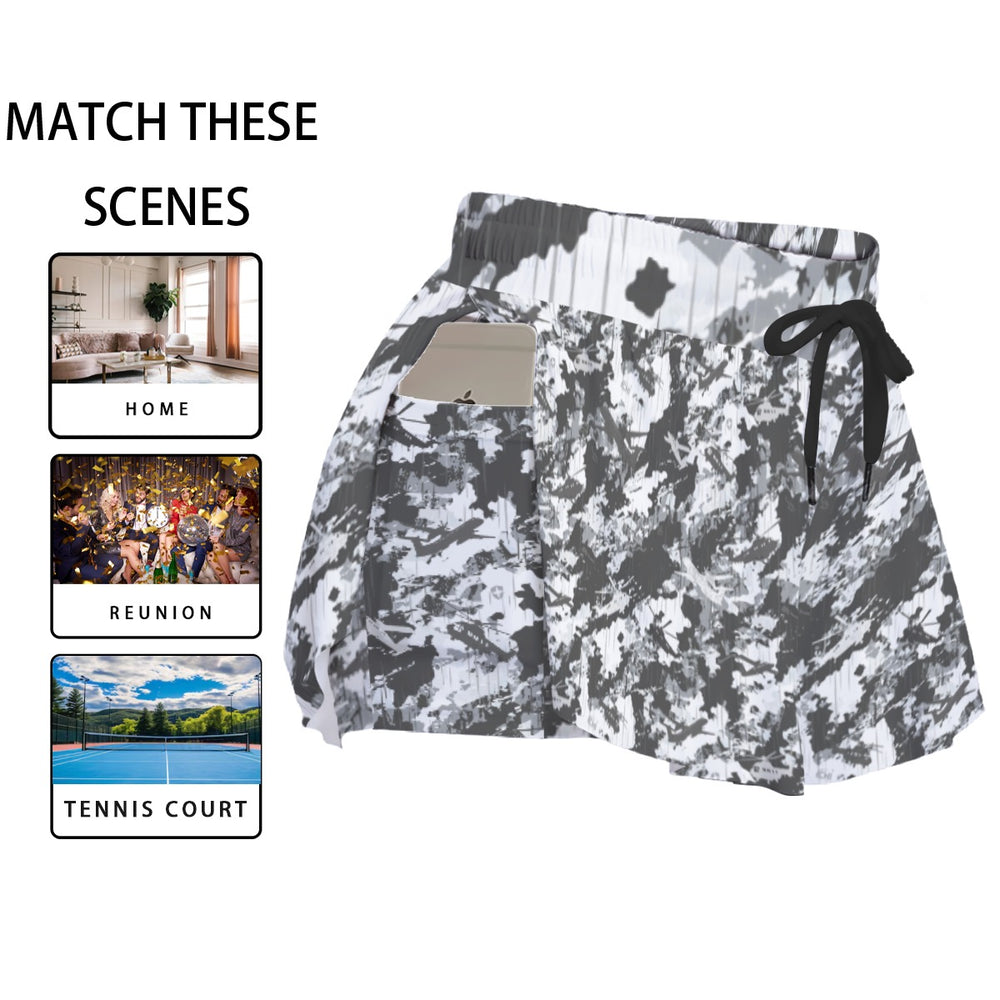 PRESS Camo Women's Sport Skorts Shorts with Pocket by Equippage.com (tennis skirt shorts) - Equippage.com