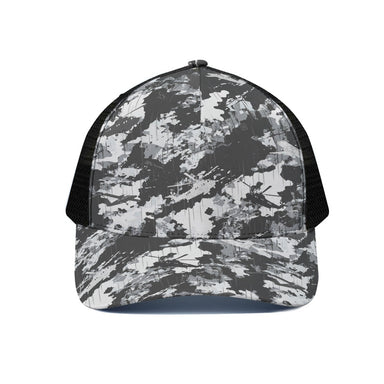 PRESS Camo Unisex Trucker Hat with black half-mesh back - Equippage.com