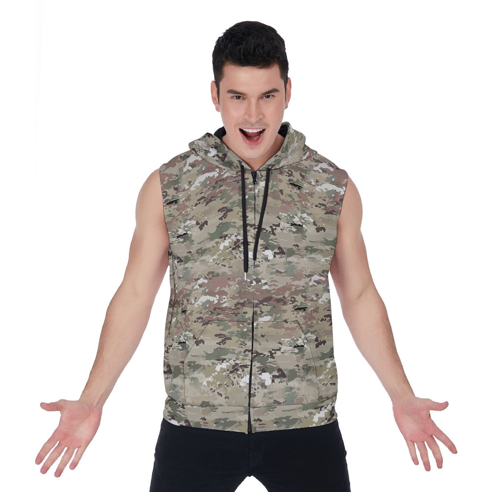 All-Over Print Men's Zipper-Up Sleeveless Hoodie