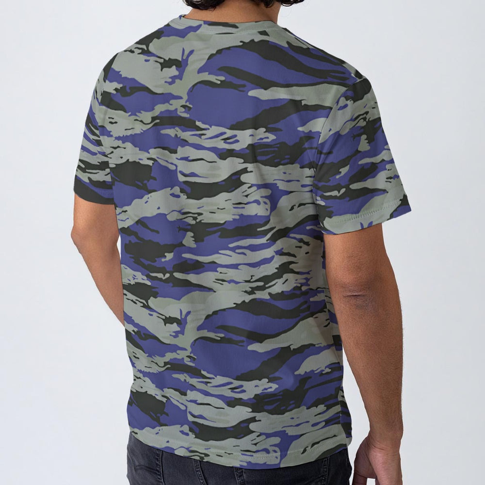 Greek Blue Lizard Camo Men's O-Neck T-Shirt | 190GSM Cotton
