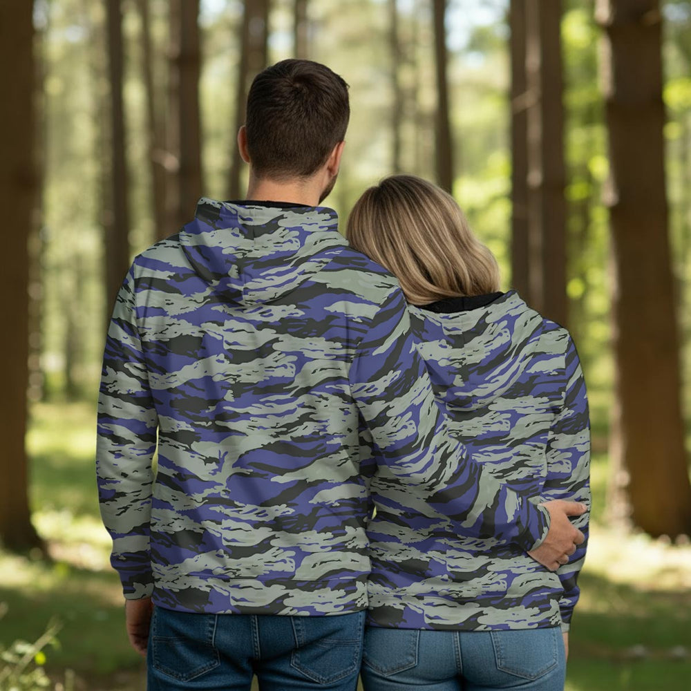 Greek Blue Lizard Camo Men's Thicken Pullover Hoodie