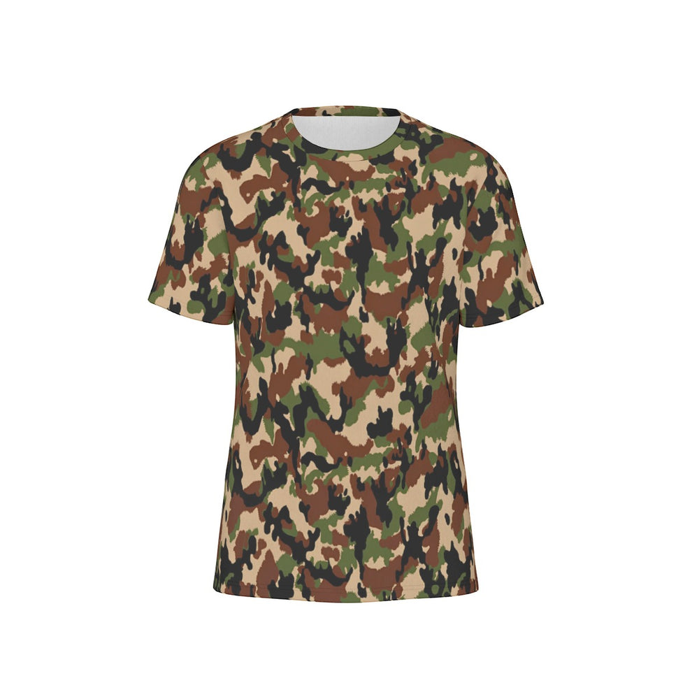 Swiss Taz 90 Woodland Camo Men's O-Neck T-Shirt | 190GSM Cotton - Equippage.com