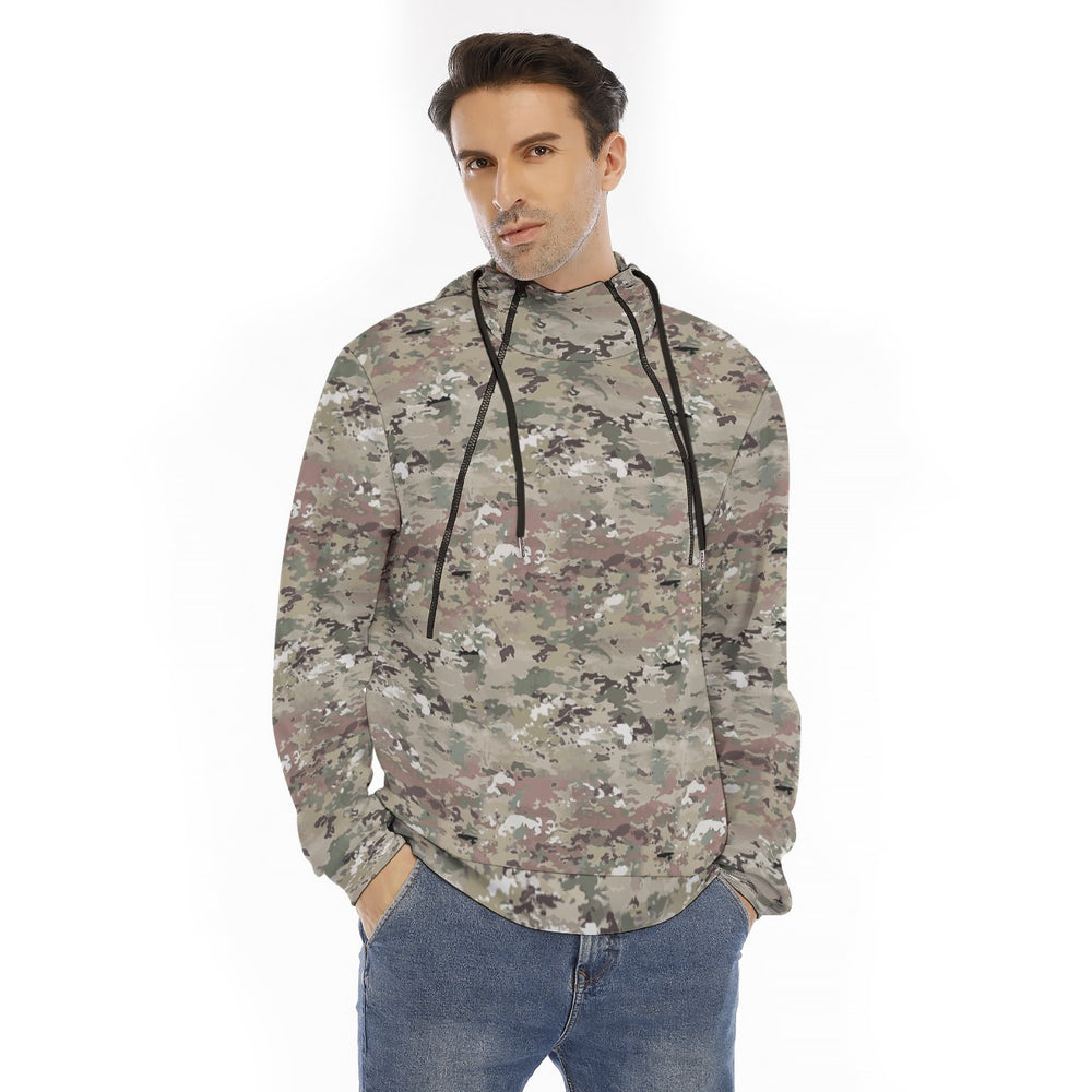 All-Over Print Men's Hoodie With Placket Double Zipper