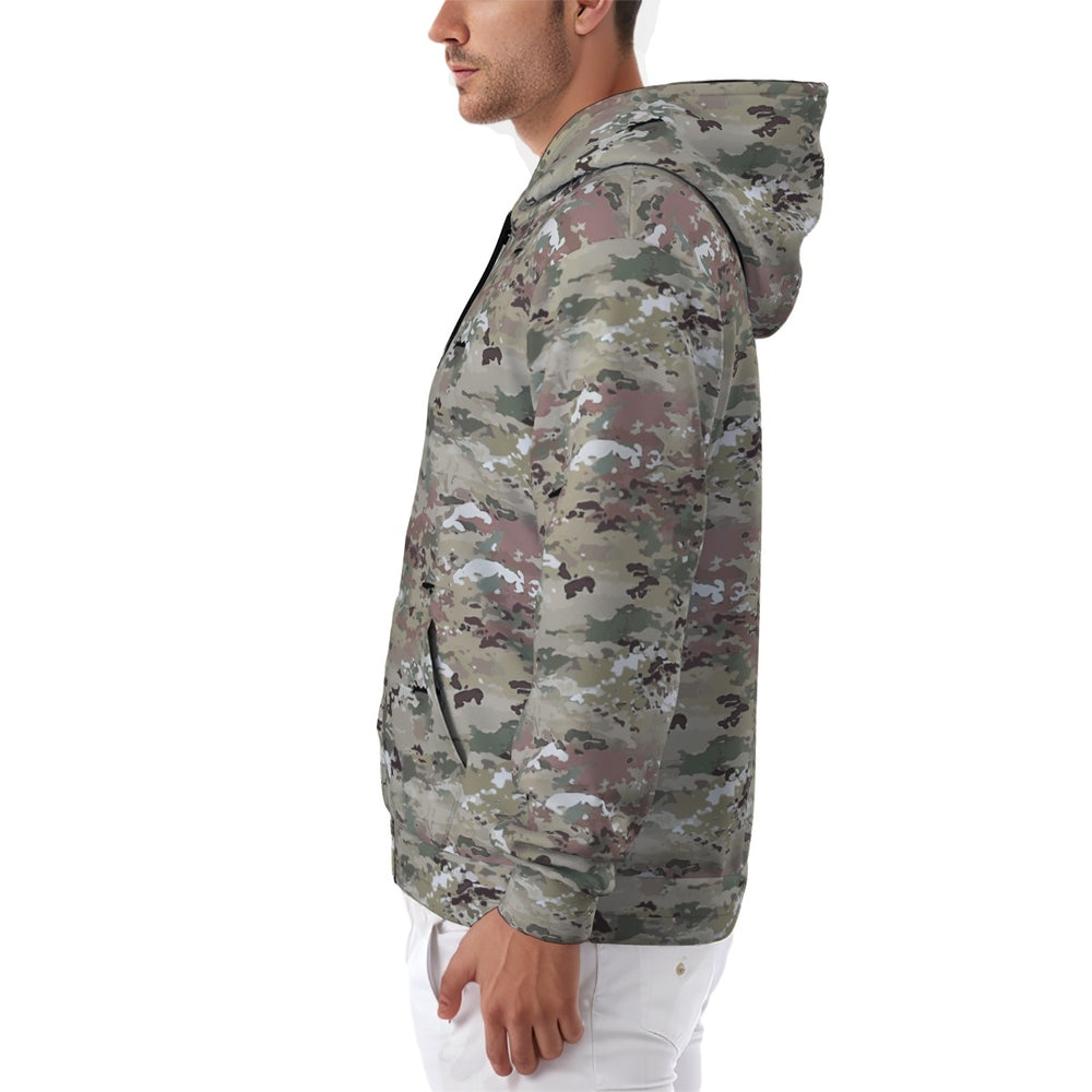 All-Over Print Zip Up Hoodie With Pocket