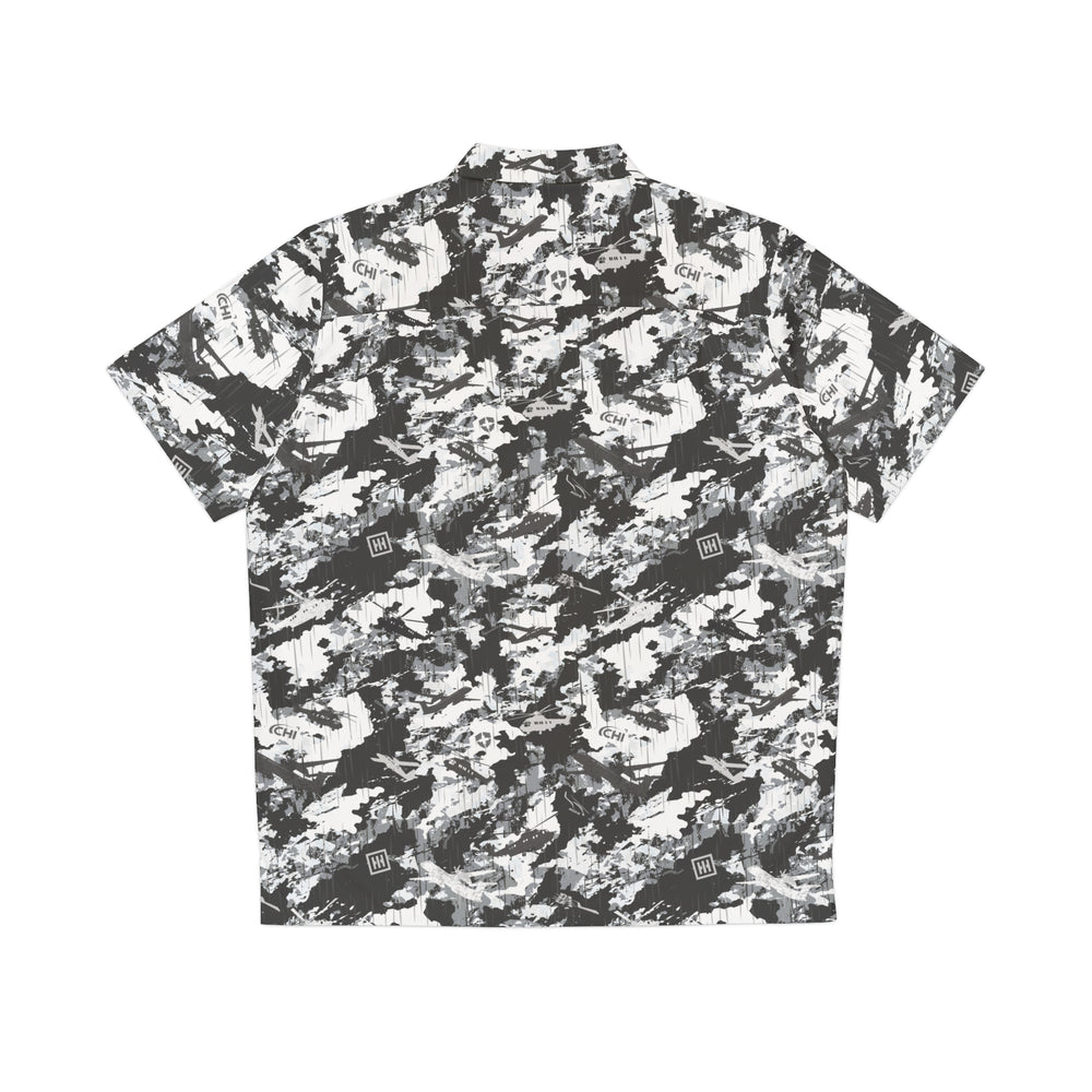 Black & White Abstract Camo Hawaiian Shirt - Equippage.com
