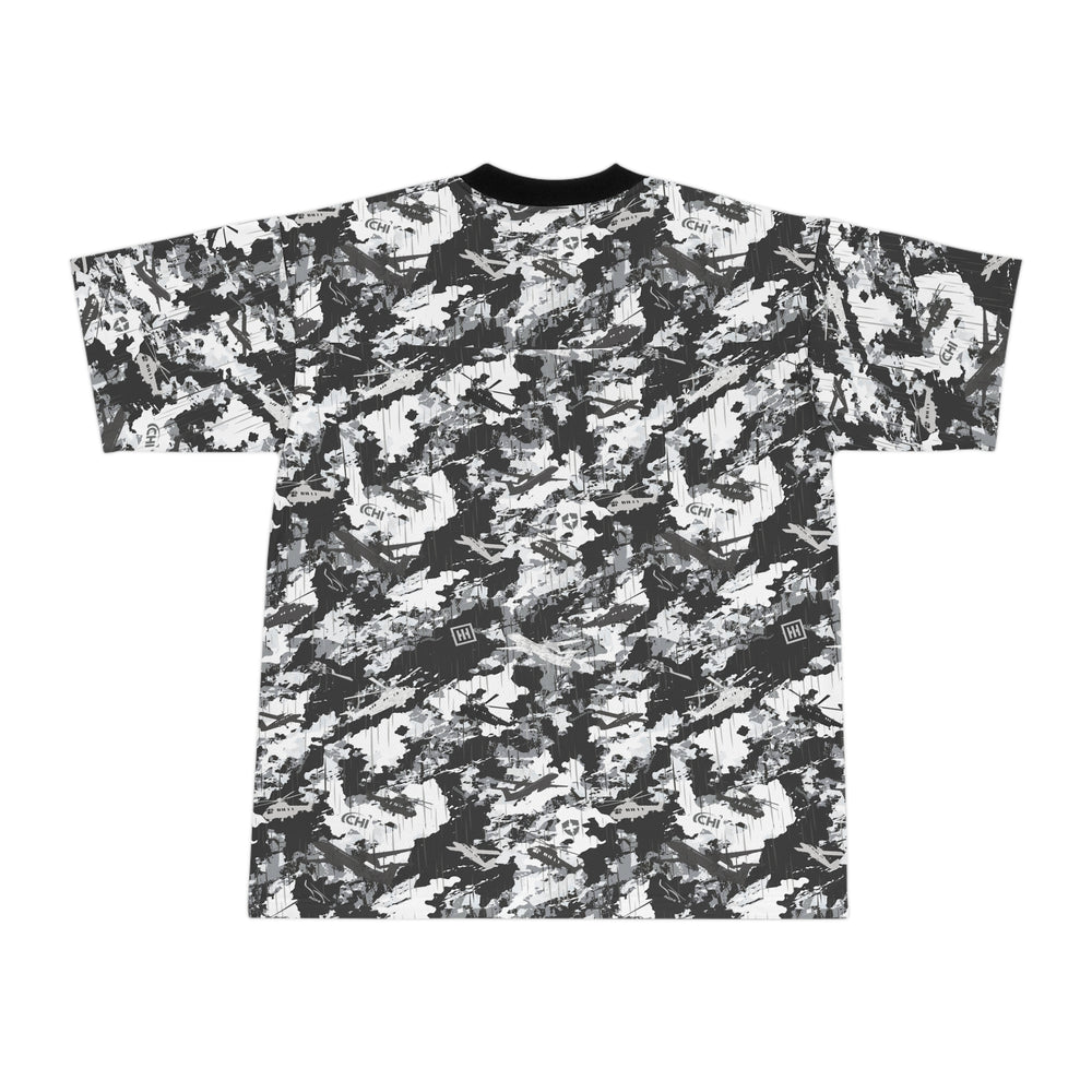 Camo Black & White Football Jersey — All-Over Print Athletic Tee - Equippage.com