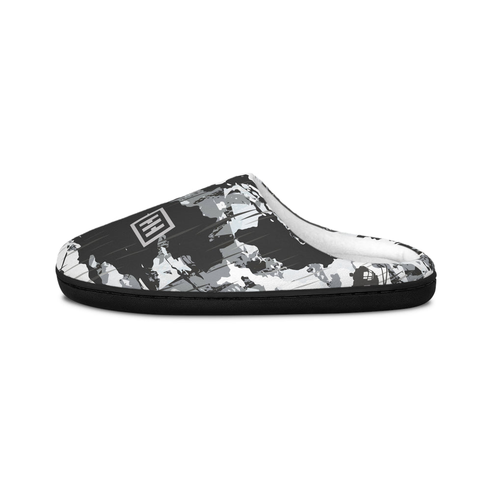 Men's Indoor Slippers — Black & White Urban Camo Comfort Slippers - Equippage.com