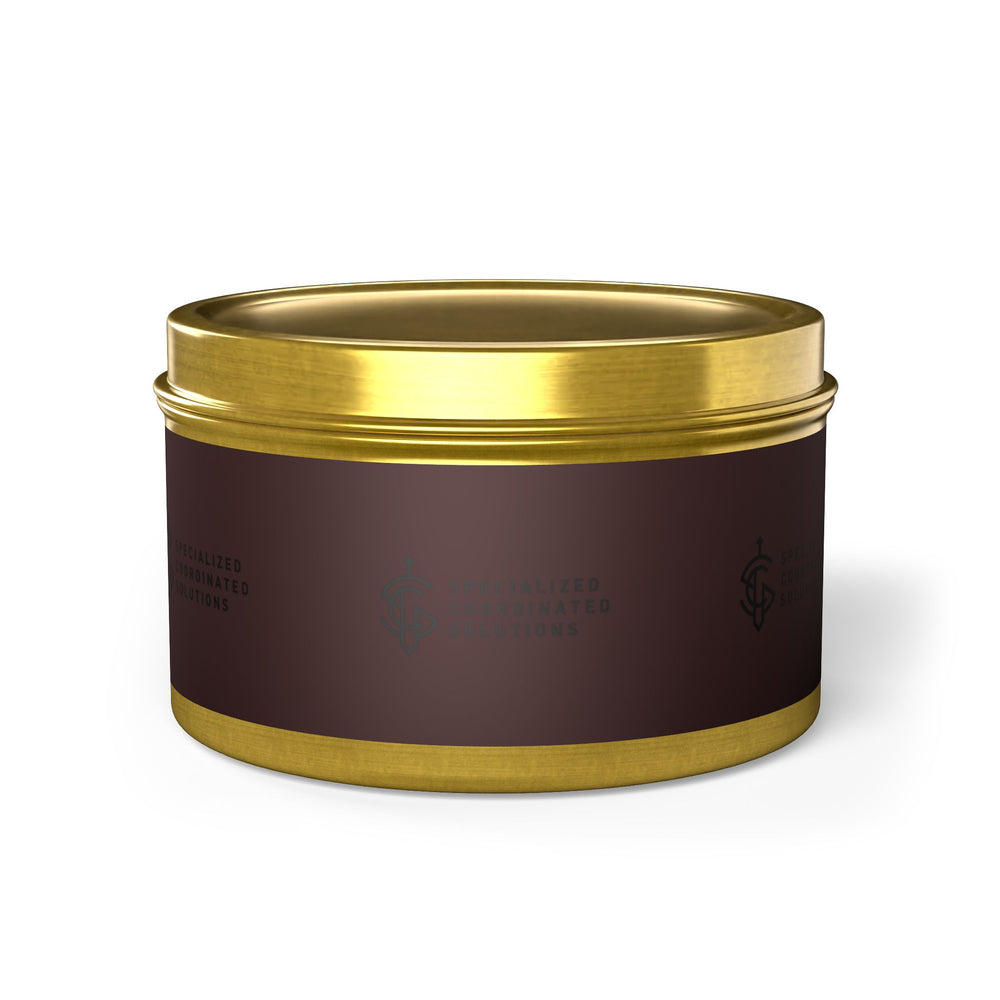 SCS Aromatic Tin Candle — Luxe Scented Travel Candle in Sleek Tin and Subdued Label