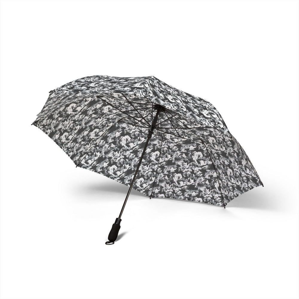 PRESS Camo Semi-Automatic Foldable Umbrella — Outdoor grey/black/white camouflage pattern
