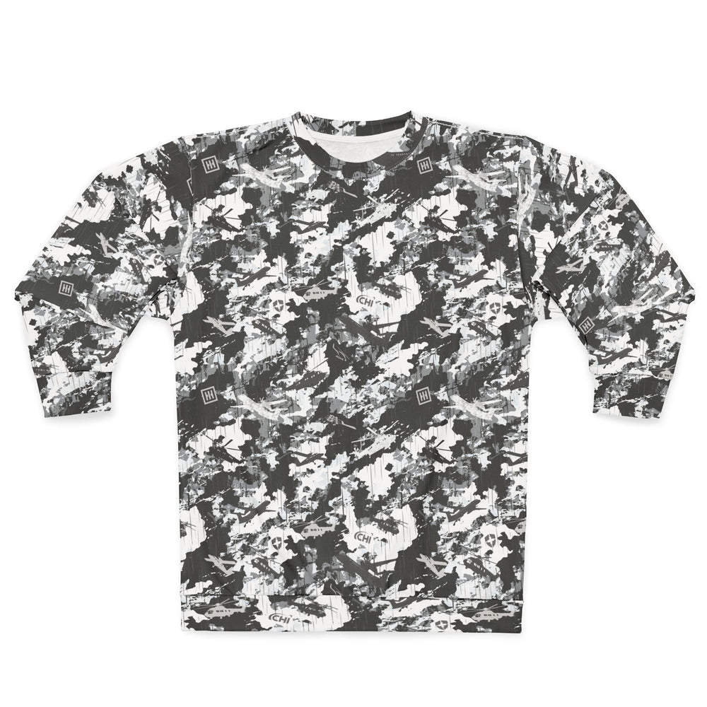 Camo Sweatshirt — Black & White All-Over Print - Equippage.com