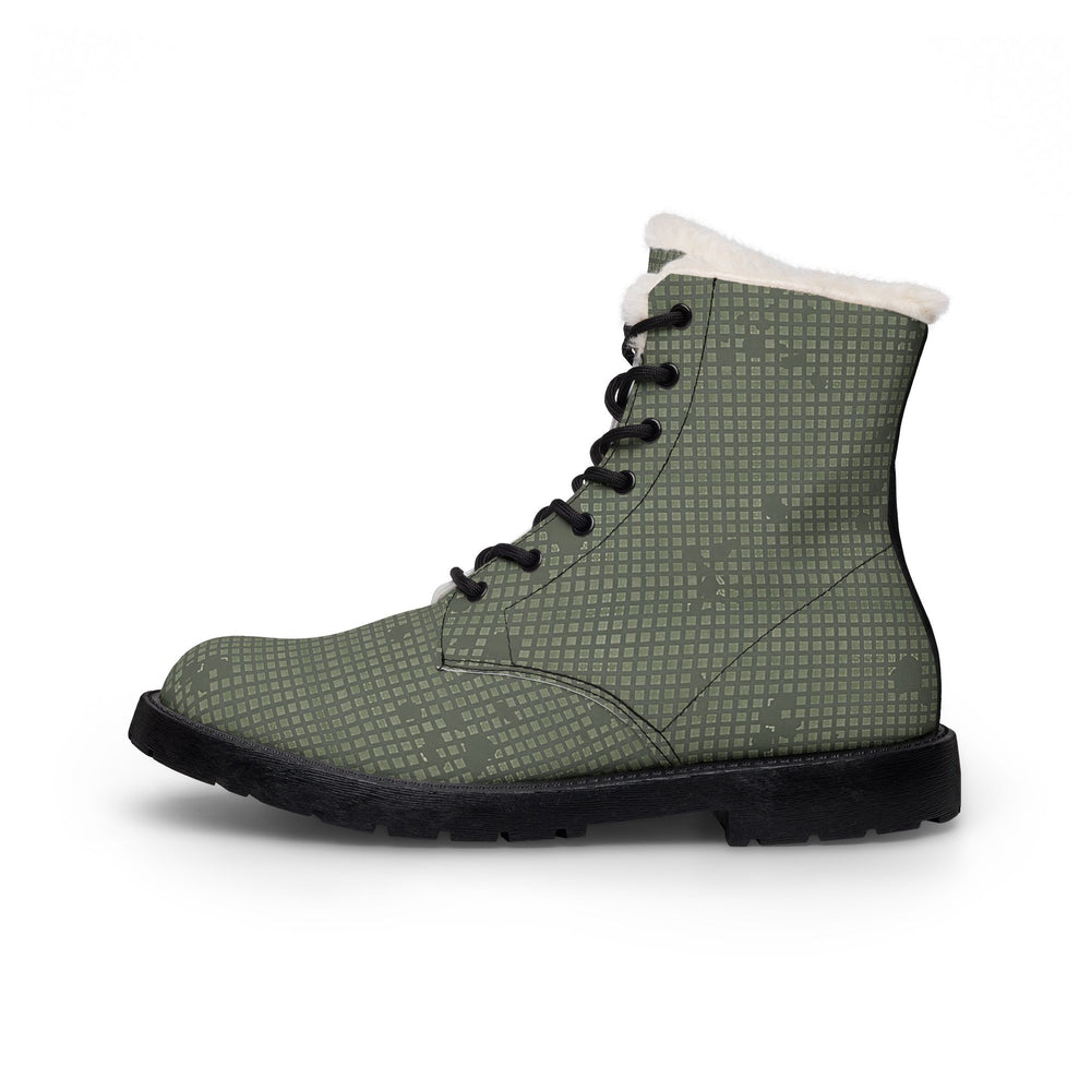 US Desert Night Camo Men's Fur and Leather Boots