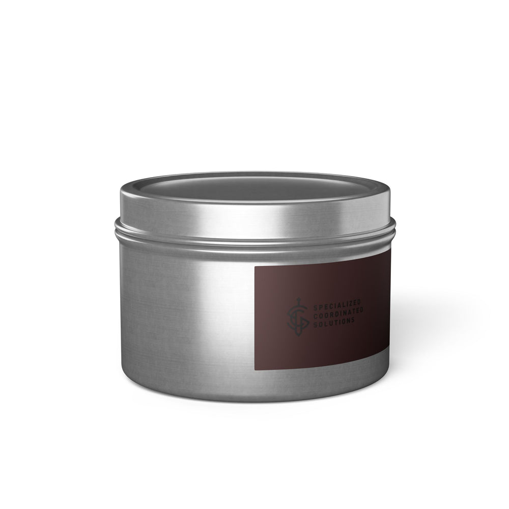 SCS Aromatic Tin Candle — Luxe Scented Travel Candle in Sleek Tin and Subdued Label