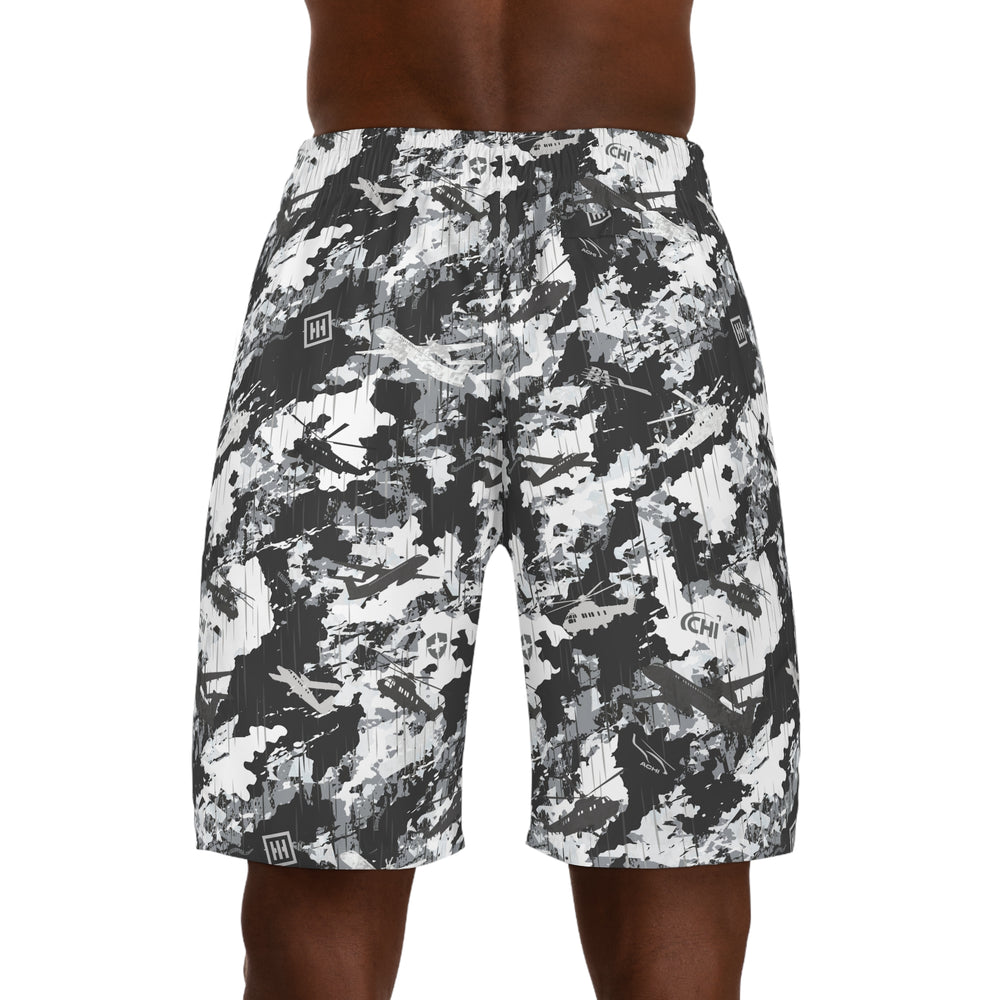 Men's Jogger Shorts — Black & White Camo AOP - Equippage.com
