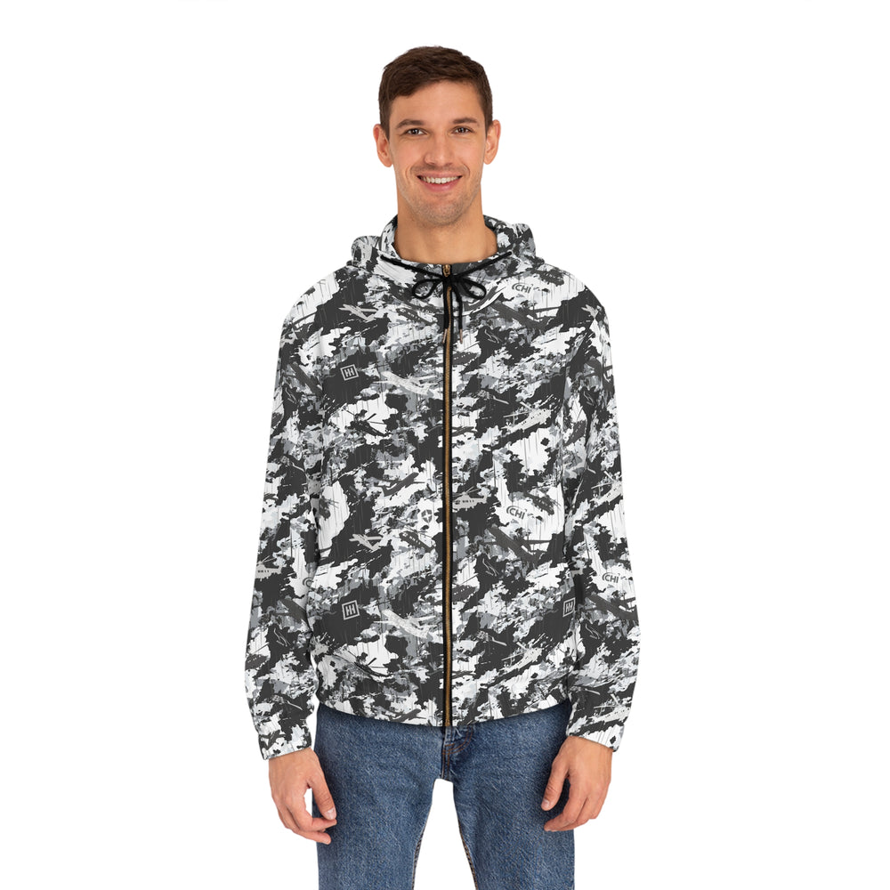 Monochrome Brushstroke Camo Zip Hoodie - Equippage.com