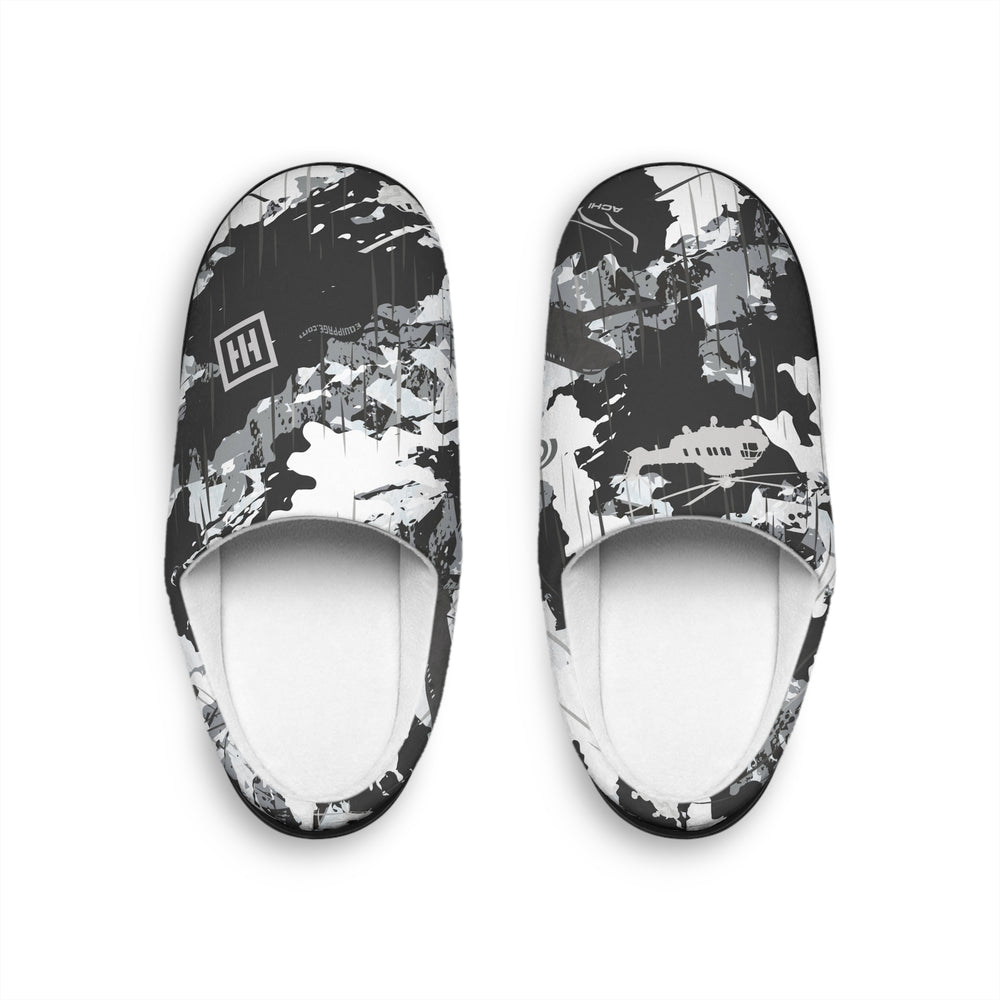 Men's Indoor Slippers — Black & White Urban Camo Comfort Slippers - Equippage.com