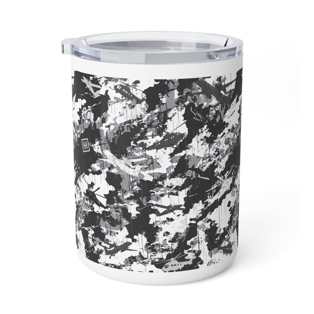 10oz Insulated Coffee Mug — Black & White Camouflage Design - Equippage.com
