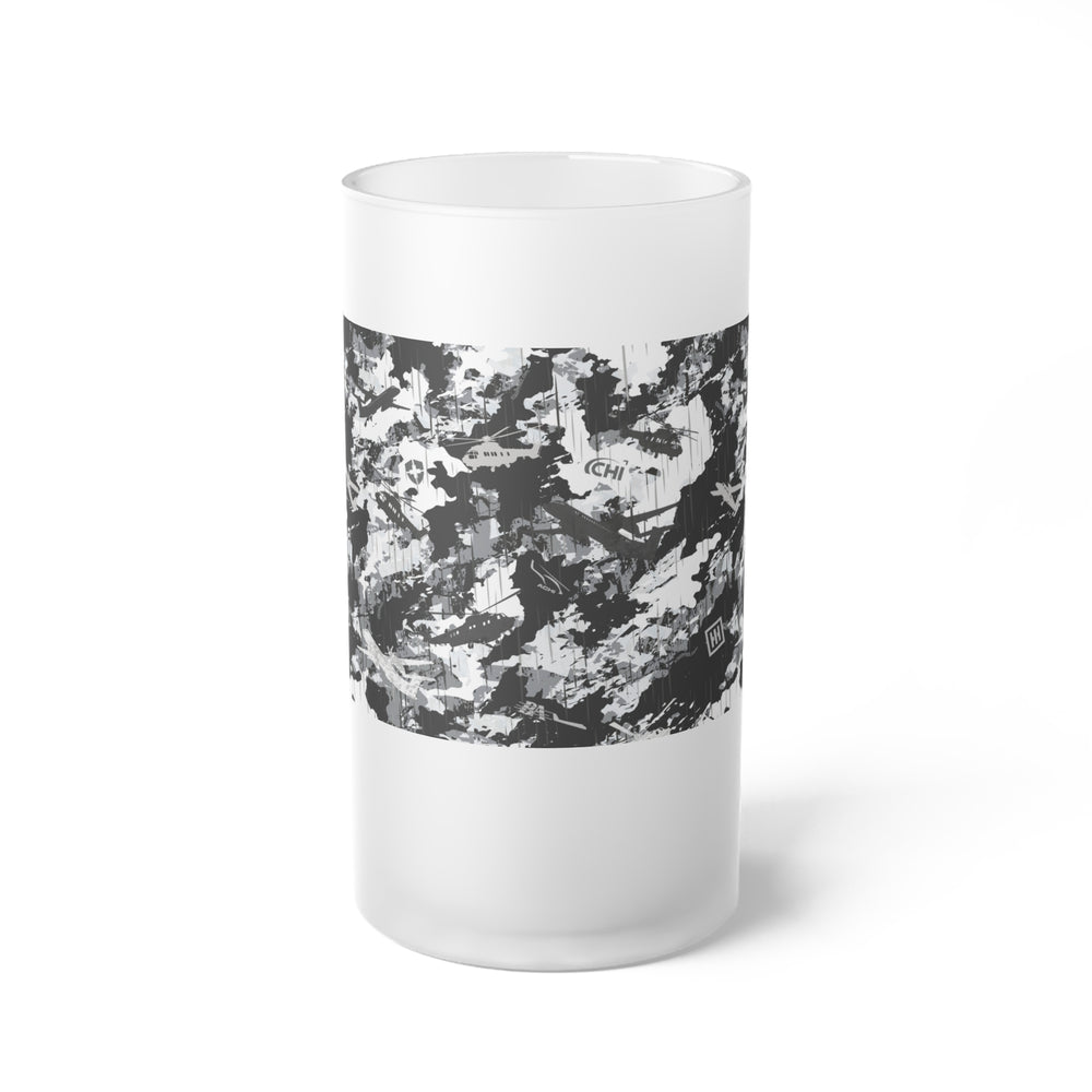 Frosted Glass Beer Mug with Camo Texture — Modern Matte Pint Glass - Equippage.com