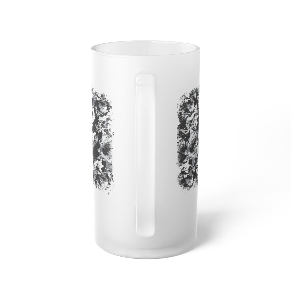 PRESS Camo Frosted Glass Beer Mug — Monochrome Design in the PRESS Camouflage Pattern