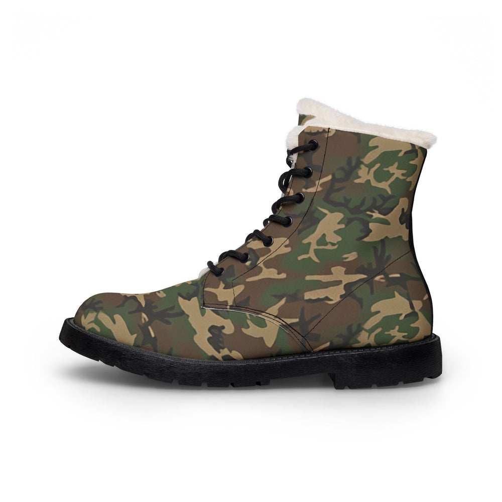 US M81 Woodland Camo Men's Fur and Leather Boots