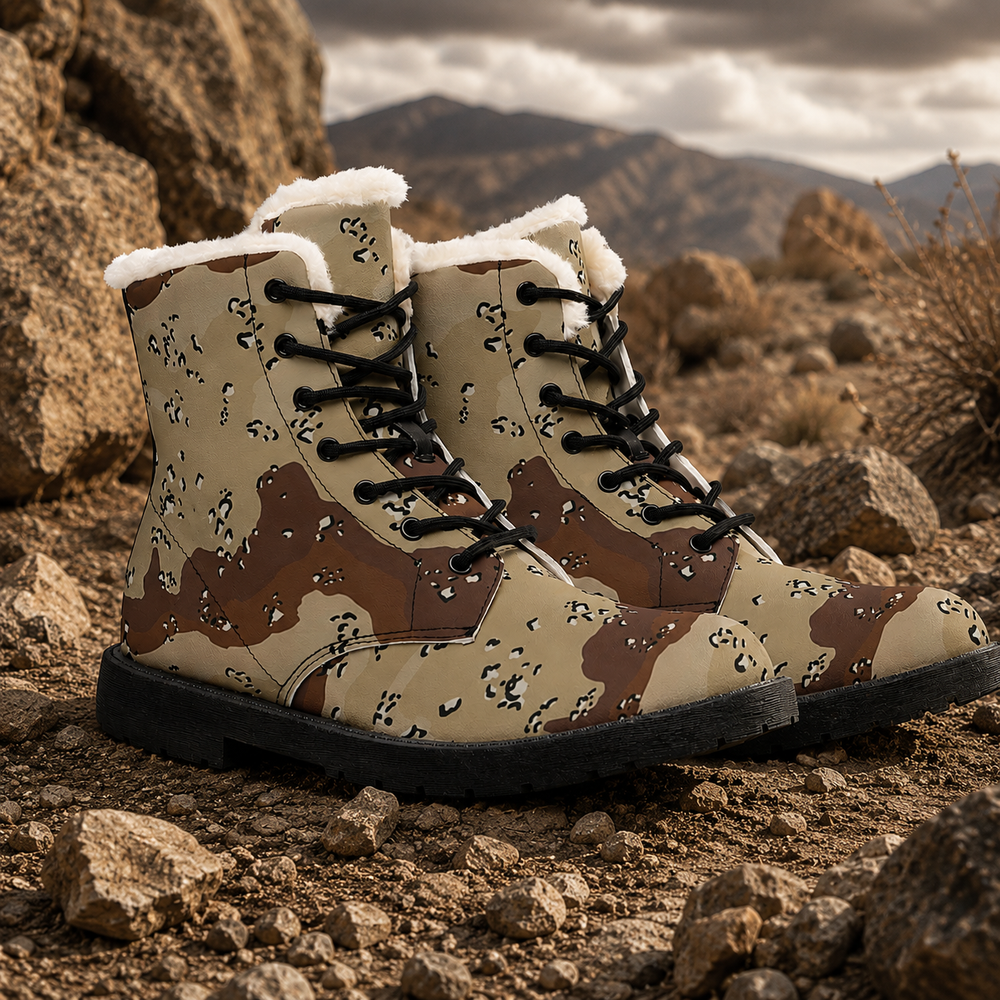 Chocolate Chip Desert Camo Men's Fur and Leather Boots
