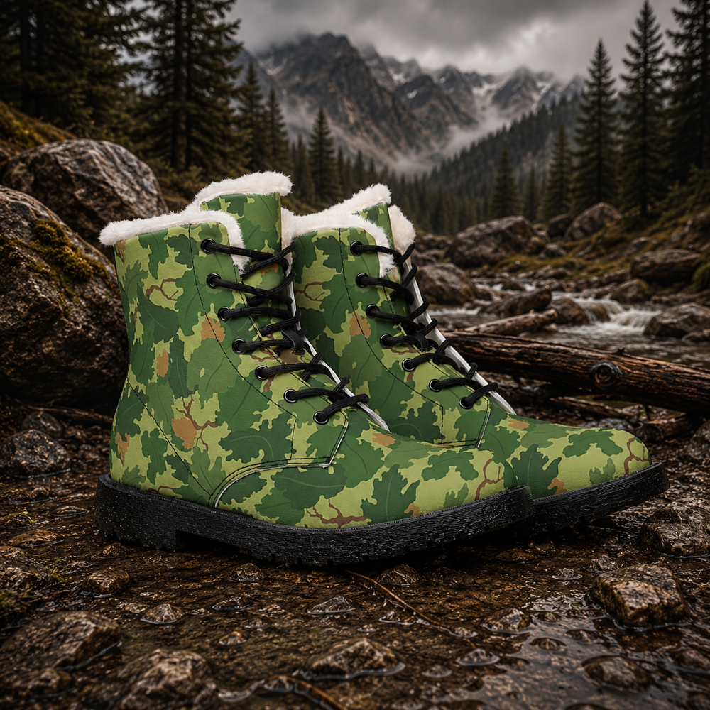 US Mitchell Wine Leaf Camo Men's Fur and Leather Boots