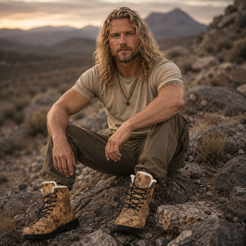 Cadpat AR Camo Men's Fur and Leather Boots