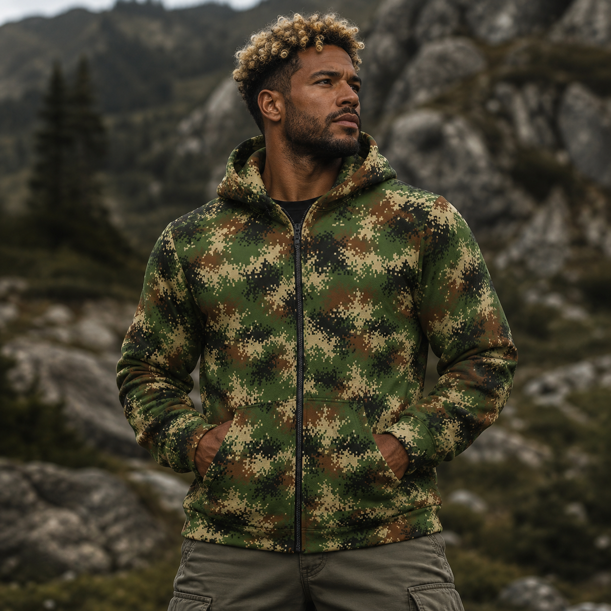 Columbian Patriota Camo Unisex Zip Hoodie - Equippage.com