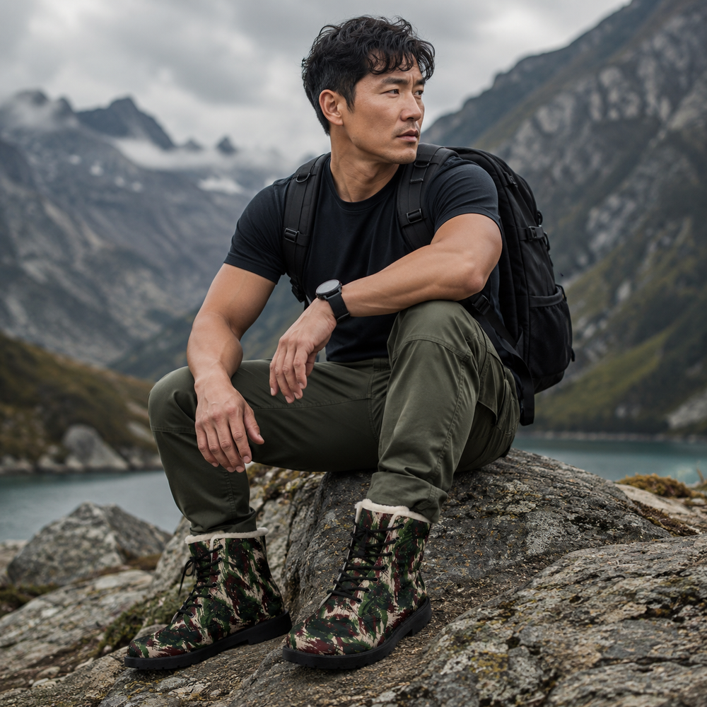 Brazilian Mountain Lizard Camo Men's Fur and Leather Boots