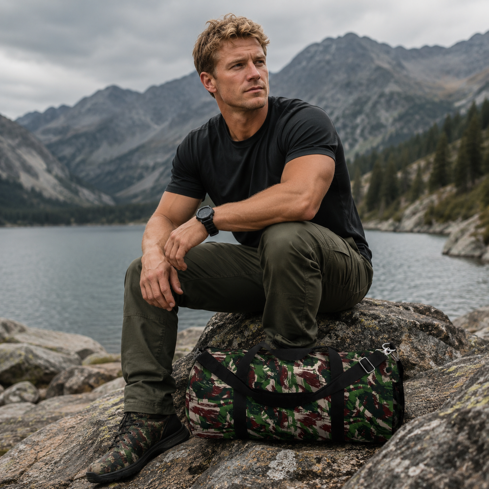 Brazilian Mountain Lizard Camo Travel Duffel Bag