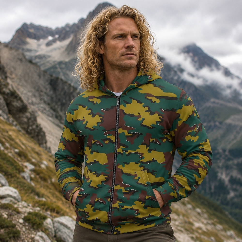 Belgian M1999 Jigsaw Camo Unisex Zip Hoodie