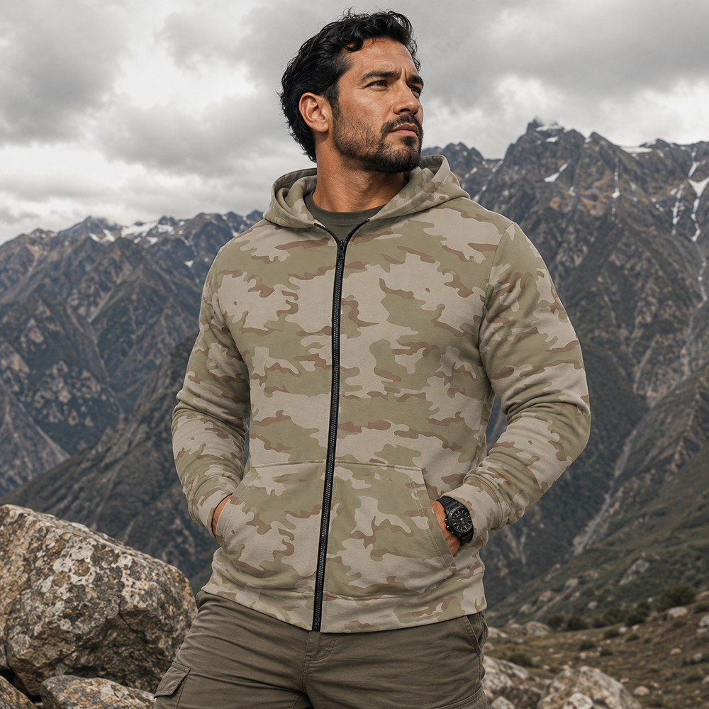 Belgian M1999 Desert Jigsaw Camo Unisex Zip Hoodie