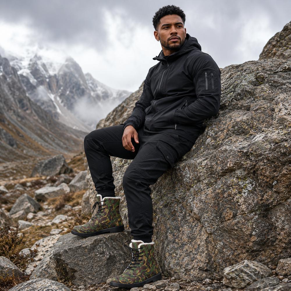 British DPM 94 Camo Men's Fur and Leather Boots