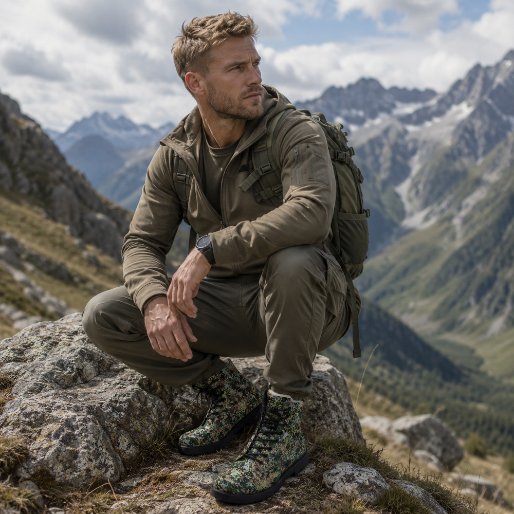 Dutch NFP Green Camo Men's Fur and Leather Boots
