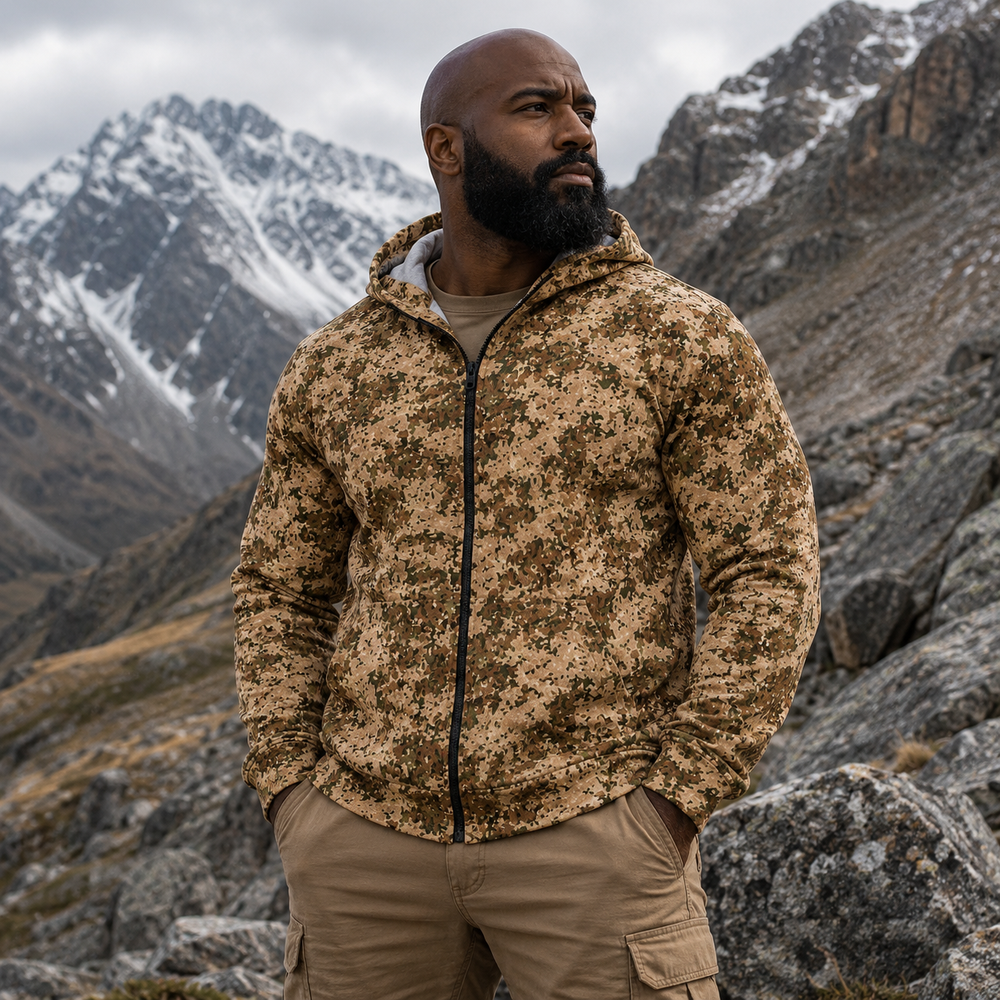 Dutch NFP Tan Camo Unisex Zip Hoodie