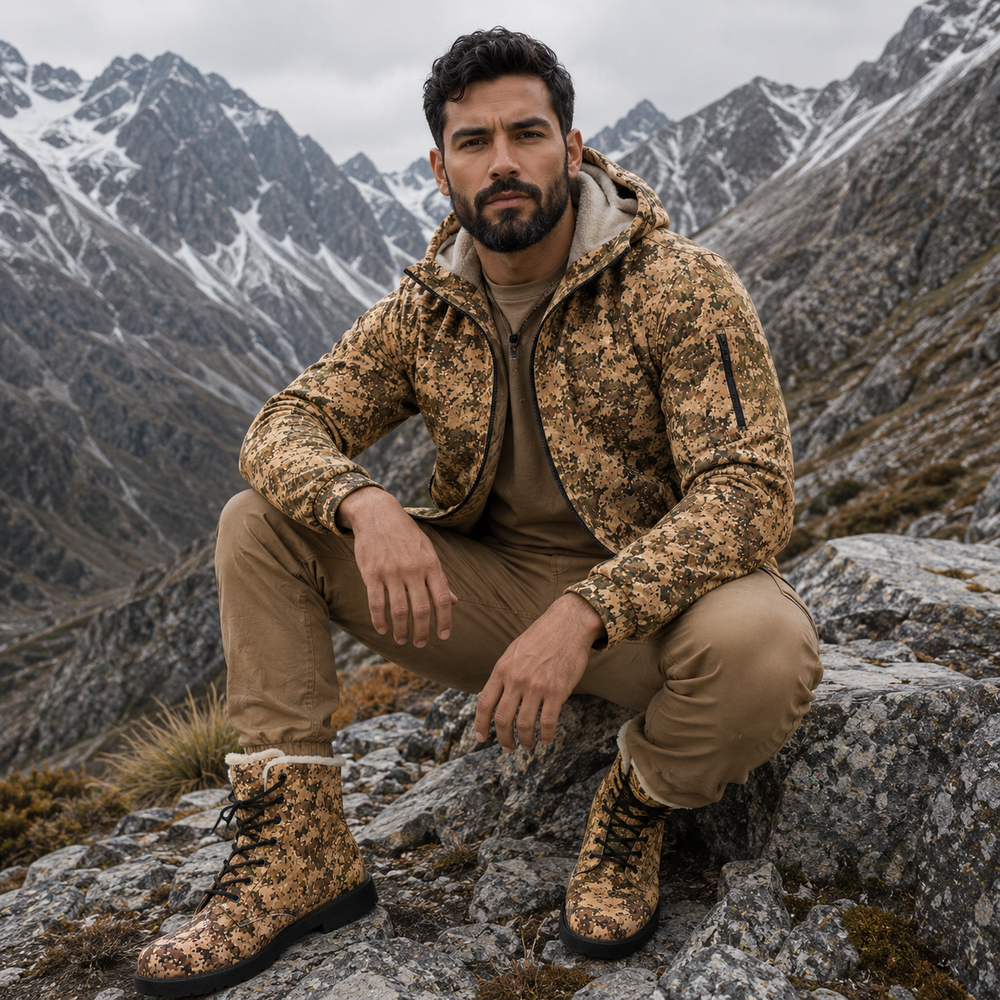 Dutch NFP Tan Camo Men's Fur and Leather Boots