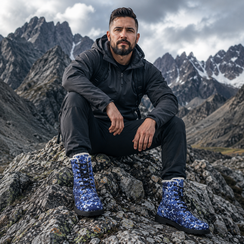 Dutch NFP Blue Camo Men's Fur and Leather Boots