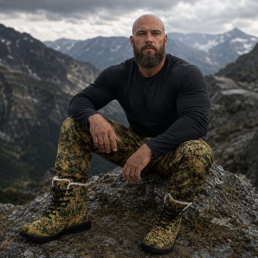 Dutch NFP Multitone Camo Men's Fur and Leather Boots