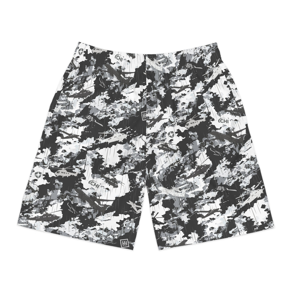 Men's Jogger Shorts — Black & White Camo AOP - Equippage.com