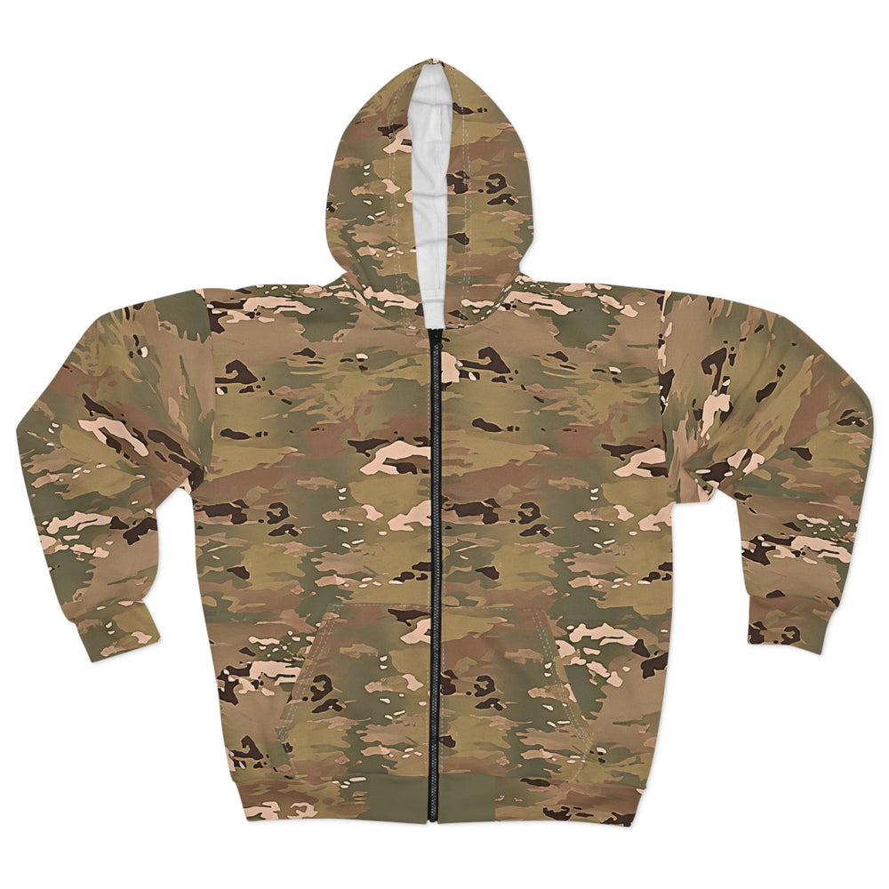 Scorpion W2 Camouflage Zip Hoodie — All-Over Camo Full-Zip Jacket