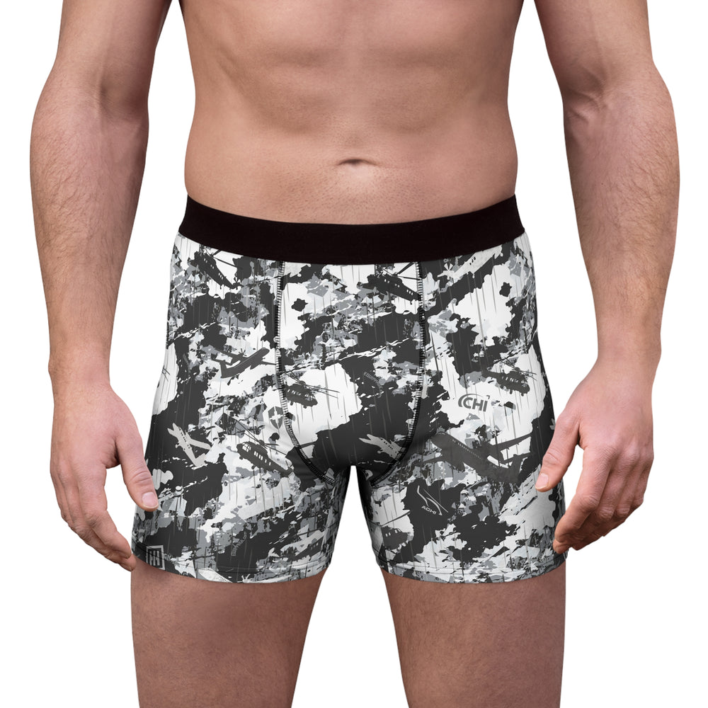 Men's Camo Boxer Briefs — Monochrome Camouflage All-Over Print - Equippage.com