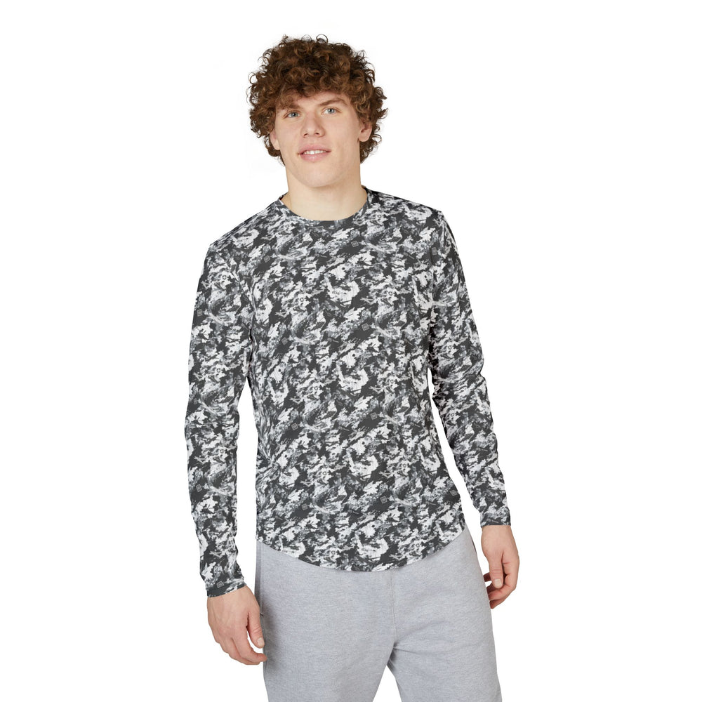 Men’s UV Long-Sleeve Shirt — Grey Marble Camo Sun Protection - Equippage.com