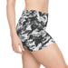 Black & White Camo Women's Shorts — All-Over Print Activewear - Equippage.com