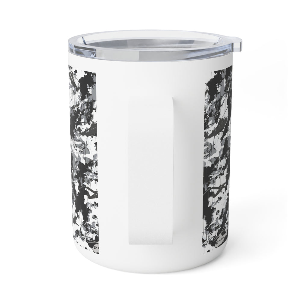 10oz Insulated Coffee Mug — Black & White Camouflage Design - Equippage.com