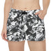 Women's Black & White Camo Athletic Shorts — All-Over Print Casual Lounge Shorts - Equippage.com
