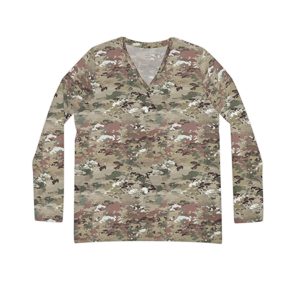 Scorpion Camouflage Women's Long Sleeve V-neck Shirt By Equippage.com