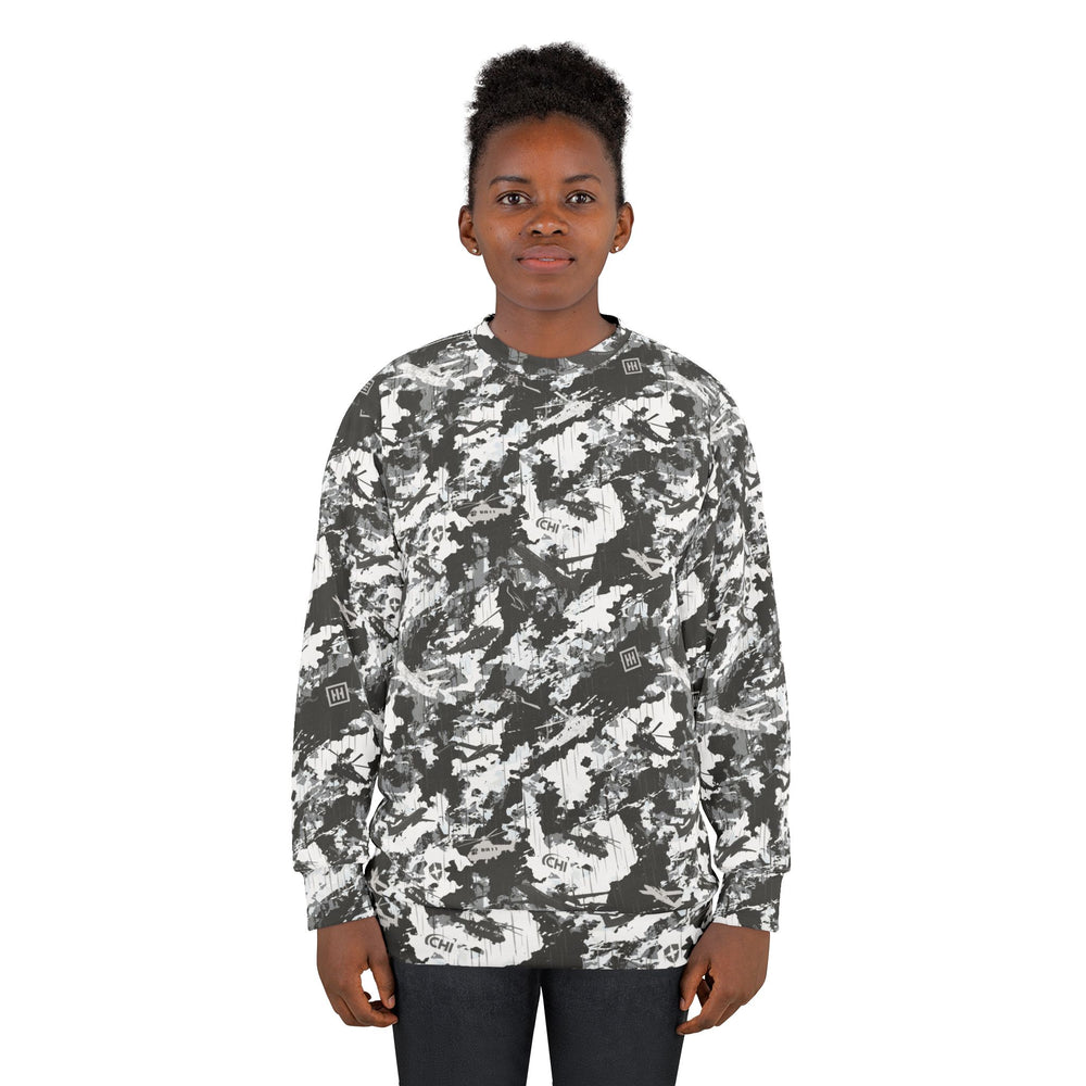 Camo Sweatshirt — Black & White All-Over Print - Equippage.com