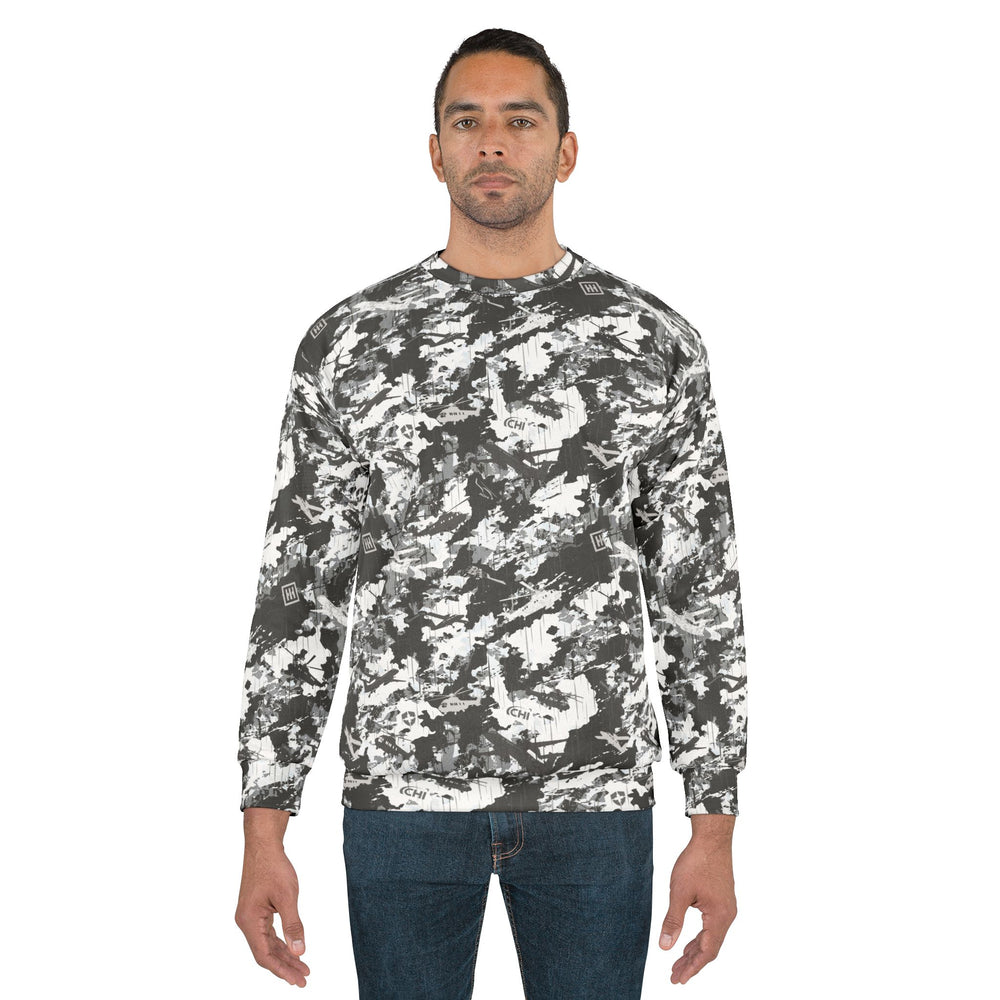 Camo Sweatshirt — Black & White All-Over Print - Equippage.com