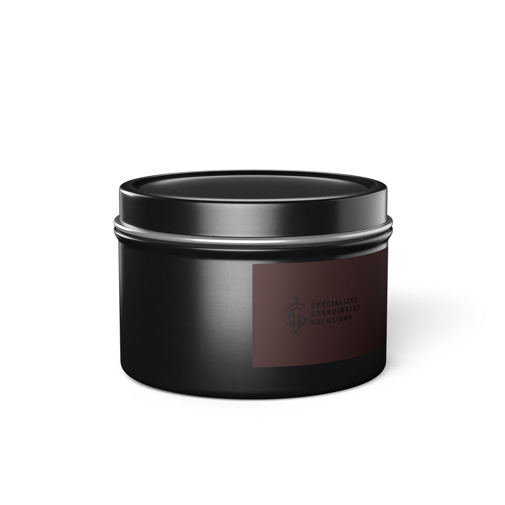 SCS Aromatic Tin Candle — Luxe Scented Travel Candle in Sleek Tin and Subdued Label