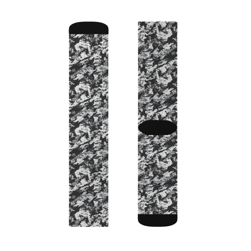 Black & White Camo Sublimation Socks — Camouflage Crew Socks - Equippage.com