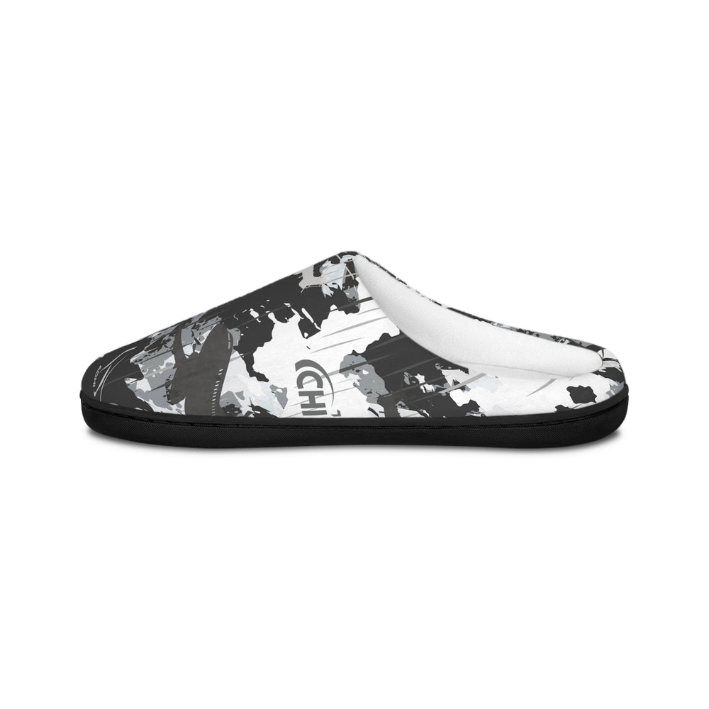 Men's Indoor Slippers — Black & White Urban Camo Comfort Slippers - Equippage.com